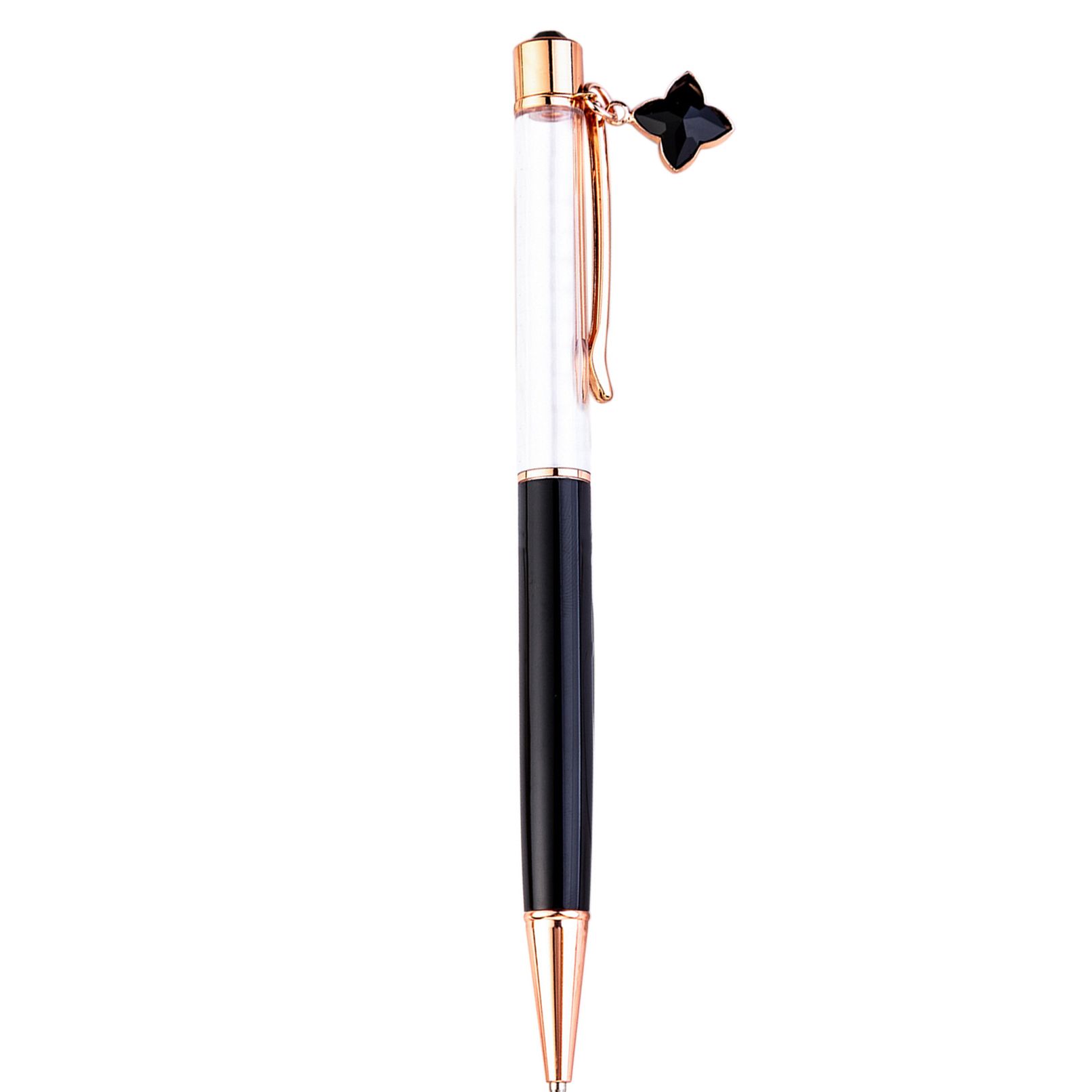 Bolígrafo de metal de cristal colorido personalizado con trébol de cuatro hojas