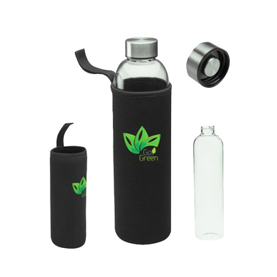Botellas de agua de vidrio personalizadas con bolsa de transporte - 18 oz