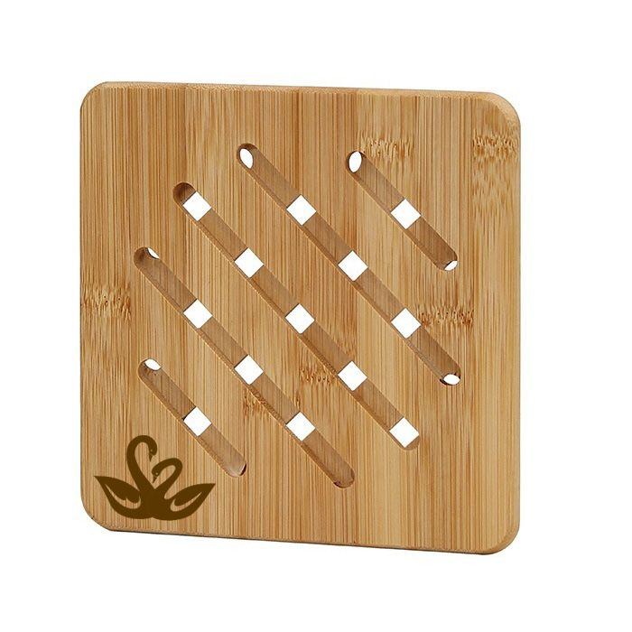 Almohadillas de soporte de olla caliente de bambú cuadradas personalizadas