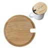 Tapa de taza de café de bambú personalizada con orificio para cuchara
