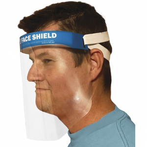 Protector facial de plástico con bandas elásticas dobles - En blanco
