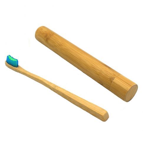 Cepillo de dientes adulto de carbón de bambú personalizado con estuche de soporte
