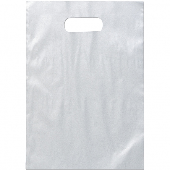 Bolsa de plástico promocional con asa troquelada esmerilada - 9.5 "w x 14 " h