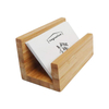 Portatarjetas de visita de escritorio de madera de bambú personalizado con soporte para teléfono