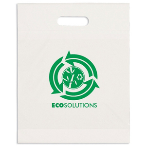Bolsa de plástico reciclada promocional: 30 cm de ancho x 38 cm de alto x 3 cm de profundidad
