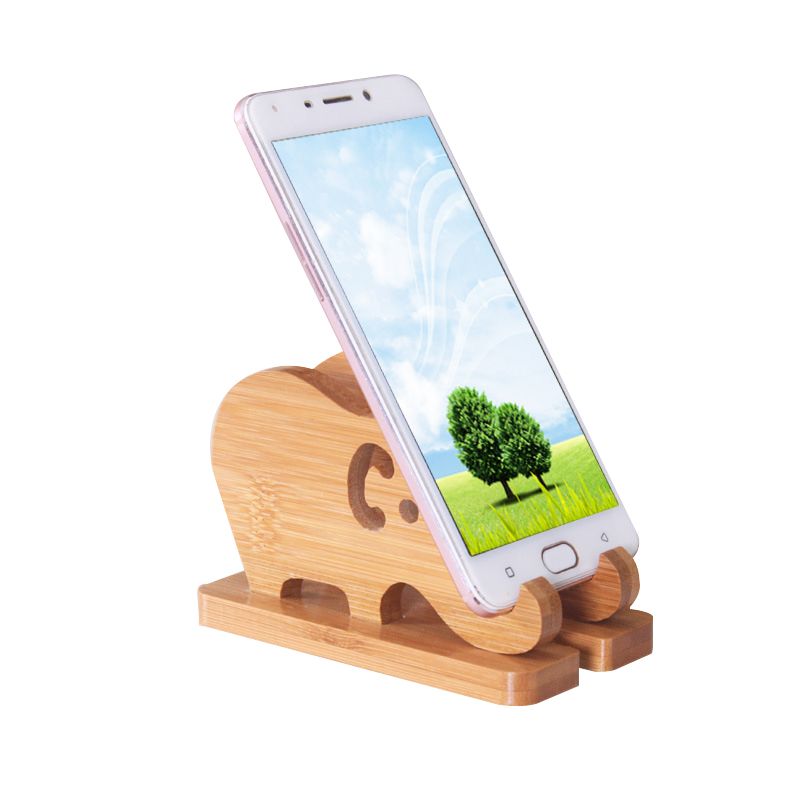 Soporte de teléfono celular de escritorio de elefante de bambú personalizado