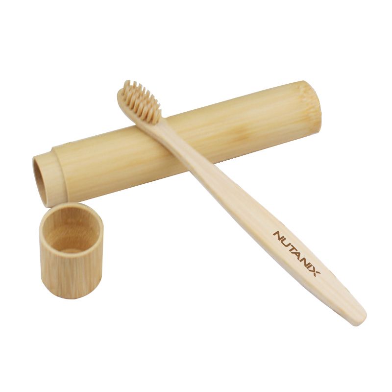 Cepillo de dientes de bambú ecológico personalizado para niños con estuche